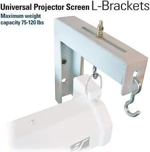 6quot White Universal Projector Screen LBrackets Single Metal Welded Construction Wall or Ceiling Mount Includes Hooks and Hardware Model ZVMAXLB6W