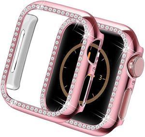 Compatible for Apple Watch Case 42mm iWatch Cover with Bling Crystal Diamonds Shiny Rhinestone Bumper PC Protective Frame for Apple Watch Series 321 Women Girl PinkDiamond 42mm