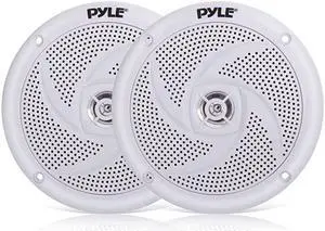 Marine Speakers 4 Inch 2 Way Waterproof and Weather Resistant Outdoor Audio Stereo Sound System with 100 Watt Power and Low Profile Slim Style Design 1 Pair PLMRS4W White