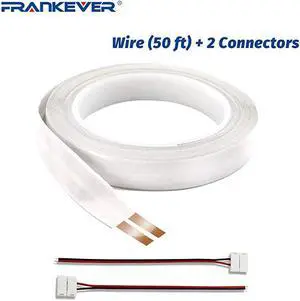Super Flat Speaker WiresCablesSelf Adhesive Speaker Cables 2 Pure Copper Conductors DIY Audio Cable23 Gauge AWG 063 inch Wide x 50 ft Long with 2 Connectors
