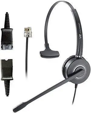 Microphone Noise-Cancelling Headphone QD-Plantronic - Quick Disconnect Call Center IP Phone Headset with QD-RJ09 Cables
