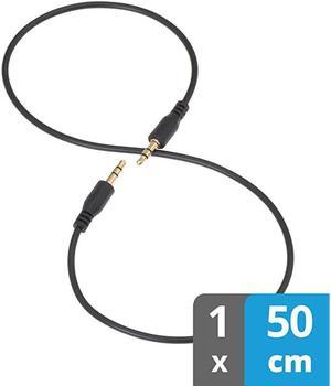 Short Audio Cable | 20 inch 16 feet | 35mm | AUX Cord for car TV or Phone | Male to Male | Black