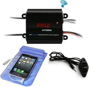 Auto 2Channel Marine Amplifier 200 Watt RMS 4 OHM Full Range Stereo with Wireless Bluetooth amp Powerful Prime Speaker High Crossover HD Music Audio Multi Channel System PLMRMB2CB Black