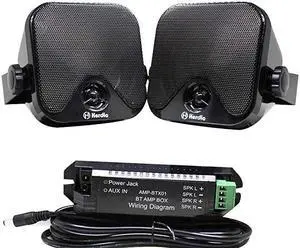 Inches Heavy Duty Waterproof Boat Marine Box Bluetooth Outdoor Speakers Surface Mounted for Camper Skid Steer ATV UTV RZR Golf Cart Tractor