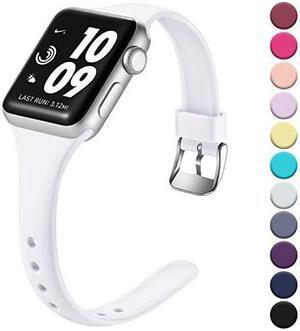 Slim Band Compatible with Apple Watch 40mm 38mm for Women Men Soft Silicone Narrow Thin Sport Replacement Strap for iWatch SE Series 6 Series 5 4 3 2 1 White 38mm40mm SM