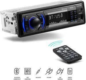 616UAB Multimedia Car Stereo Single Din LCD Bluetooth Audio and HandsFree Calling Builtin Microphone MP3USB Auxin AMFM Radio Receiver