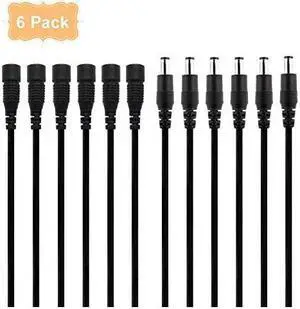 Extension Cord 6 Pack 10ft DC 12V Supply Adapter Extension Cable 21mm × 55mm Plug for Wireless IP Security Cameras LED Strip Lights Baby Monitor DVR NVR Router