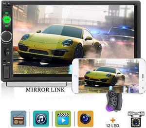 Din Car Stereo 7 inch Touch Screen 2 Din Car Radio Bluetooth Indash Car Audio Compatible with Mirror Link USB TF AUX FM Car MP5 Multimedia Player 2din Autoradio + Car Backup Camera