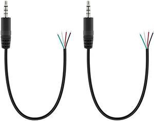 2 Pack Replacement 35mm Male Plug to Bare Wire Open End TRRS 4 Pole Stereo 18 35mm Plug Jack Connector Audio Cable for Headphone Headset Earphone Microphone Cable Repair