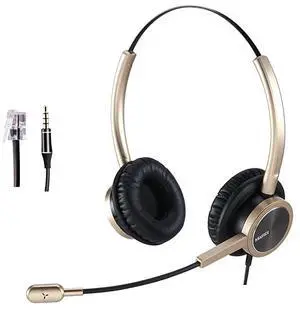 Cisco Headset for Telephone with Noise Cancelling Microphone with Extra 35mm Connector for Cell Phones iPhone Samsung Compatibel with Cisco Phone