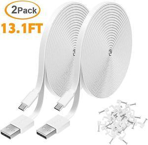 Pack 131FT Power Extension Cable for WyzeCamWyzeCam PanKasaCam IndoorNestCam IndoorYi Camera BlinkCloud Cam USB to Micro USB Durable Charging and Data Sync Cord for Security CameraWhite