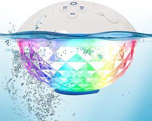 Speakers with Colorful Lights, Portable Speaker IPX7 Waterproof Floatable, Built-in Mic,Crystal Clear Stereo Sound Speakers Wireless 50ft Range for Home Shower Outdoors Pool Travel
