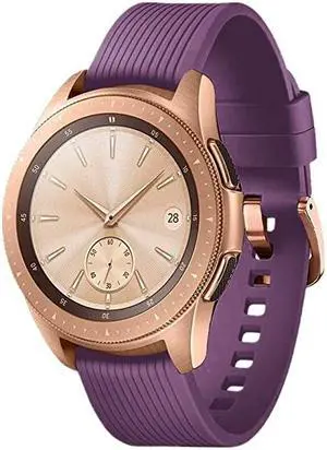 Galaxy Watch Bands,20mm Silicone Replacement Bands Compatible for Samsung Galaxy Watch 42mm with Rose Gold Watch Buckle for Women Men Gift (Purple, Rose Gold Buckle)