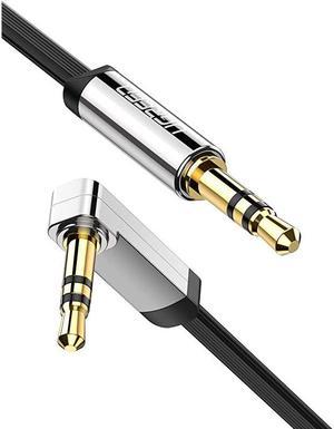 3.5mm Audio Cable Stereo Aux Jack to Jack Cable 90 Degree Right Angle Auxiliary Cord Compatible for Beats iPhone iPod iPad Tablets Speakers 24K Gold Plated Male to Male 6FT