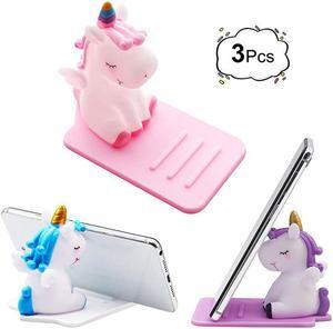 Pack Unicorn Phone Holder, Cute Unicorn Desktop Cell Phone Stand Holder Adjustable Stand, Compatible with All Mobile Smart Phone, Tablet Office Decor Desk Smartphone Dock Unicorn Gift for Girl
