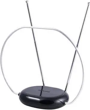 Rabbit Ears Indoor TV Antenna Dipoles and Circular Loop Tabletop Antenna Digital Smart TV Compatible HDTV Antenna 4K 1080P VHF UHF 5Ft Coaxial Cable Black SDV8201B27
