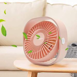 USB Desk Fan, 3 Speed Personal Small Desktop Table Quiet USB Fan for Home Office Car Outdoor Travel (Pink)
