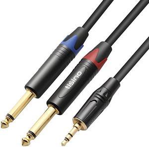1/8" TRS Stereo to Dual 1/4" TS Mono Y-Splitter Cable, 3.5mm Mini Jack Aux to Quarter inch 6.35mm Jack Stereo Breakout Cord - 3.3 feet