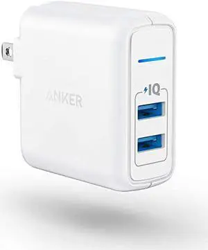 USB Charger  Elite Dual Port 24W Wall Charger PowerPort 2 with PowerIQ and Foldable Plug for iPhone 11XsXS MaxXRX876Plus iPad ProAir 2Mini 3Mini 4 Samsung S4S5 and More