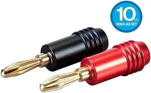 10 Pair Affinity Series 24k Gold Speaker Banana Plug
