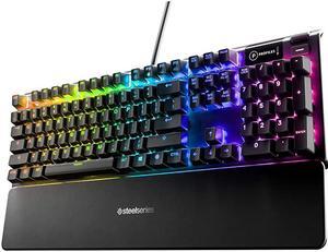 Apex 5 Hybrid Mechanical Gaming Keyboard PerKey RGB Illumination Aircraft Grade Aluminum Alloy Frame OLED Smart Display Hybrid Blue Switch