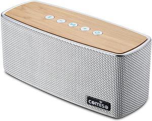 Bluetooth Speakers 30W Loud Wood Home Outdoor Wireless Speaker SubWoofer Tweeters for Super Bass Stereo Sound 100Ft Bluetooth V40 and 12H Playtime White