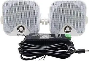 4 Inches Marine Box Bluetooth Speakers Compact Waterproof Audio Stereo Sound System with 100 Watt Power for Boat Golf cart Jeep ATV UTV Truck Heavy Duty Powersports Vehicles Courtyard White