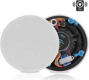 Ceiling and Wall Mount Speaker 8 2Way 70V Audio Stereo Sound Subwoofer Sound with Dome Tweeter 600 Watts inWall inCeiling Flush Mount for Home Surround System  PDIC8LT White
