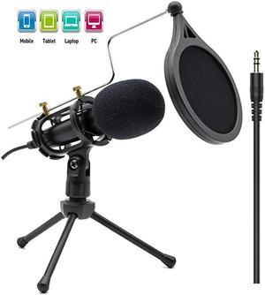 Recording Microphone 35mm Plug and Play PC Microphone Broadcast Microphone for Computer Desktop Laptop MAC Windows Online Chatting Podcast Skype YouTube Game