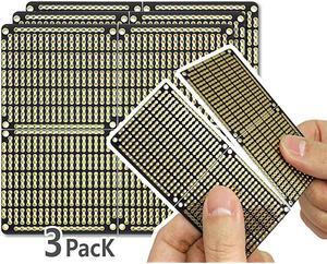 PCB Prototype Board Snappable Strip Board with Power Rails for Electronics Projects Compatible for DIY Arduino Soldering Projects GoldPlated 38x35 3 Pack Matte Black