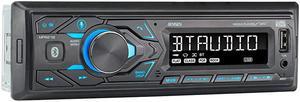 MPR210 7 Character LCD Single DIN Car Stereo Receiver Push to Talk Assistant Bluetooth USB Fast Charging