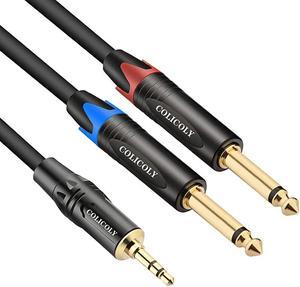 1/8 Stereo to Dual 1/4 Mono Cable, 3.5mm TRS to Dual 1/4" TS Stereo Breakout Cable - 6.6ft