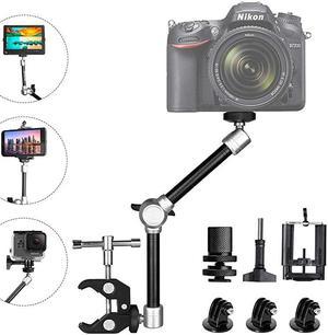 Adjustable Heavy Duty Robust Magic Arm DSLR Mirrorless Action Camera Camcorder Smartphone LCD Monitor Video Light Vlog Rig w Desk Pole Clamp Holder Mounts Kit fit for GoPro iPhone 10 lbs Load