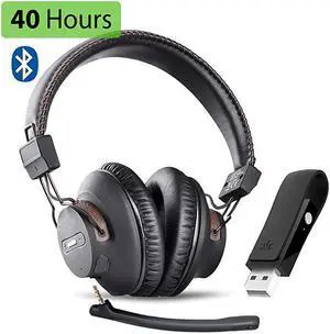 DG59M Wireless Gaming Headphones Set with Detachable Boom Mic and Bluetooth USB Audio Dongle for PS4 PC Laptop Computer Nintendo Switch Chat amp Music Easy Mute No Delay 40hrs Play Time