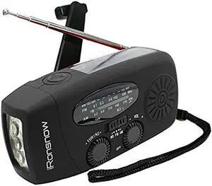 Upgraded 2000mAh?  Solar Emergency NOAA Weather Radio Dynamo Hand Crank Self Powered AM FM WB Radios 3 LED Flashlight 2000mAh with Charging Indicator Smart Phone Charger Power Bank (Black)