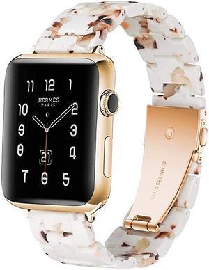 Resin Strap Compatible with Apple Watch Band 38mm 40mm 42mm 44mm Series1 Series2 Series3 Series4 Series5Ladies and Men Fashionable Resin Watch BandiWatch Replacement WristbandNougat White