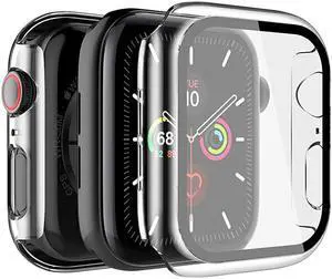 2 Pack] Case for Apple Watch 6 / SE 40mm Built-in Tempered Glass Screen Protector,[Model No. TCC541] Hard PC Protector Cover for iWatch 40mm (Clear)