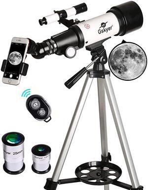 Telescope 70mm Aperture 400mm AZ Mount Astronomical Refracting Telescope for Kids Beginners Travel Telescope with Carry Bag Phone Adapter and Wireless Remote