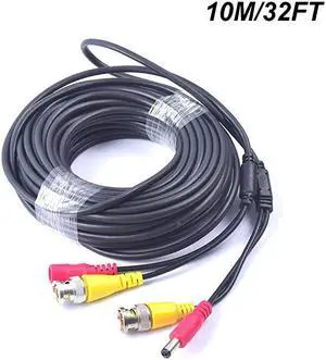 32FT 10M  2in1 BNC Video and Power DC Extension Cable for CCTV Security Camera Home Surveillance ClosedCircuit TV System