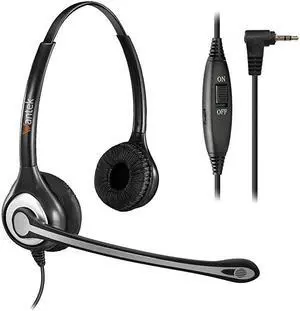 Telephone Headset with 25mm Jack Noise Cancelling Microphone Volume Mute Controls Wired Office Phone Headset for Panasonic ATT RCA Vtech Polycom Cisco Uniden Cordless Dect PhonesC602P1