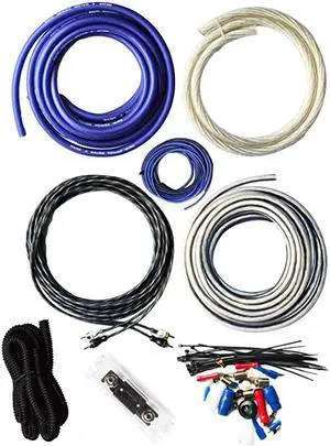 4 Gauge True AWG Amp Kit Amplifier Wiring Complete Install Kit Cables 3000 Watt Peak Power Handling Blue