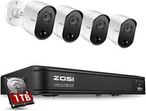 1080p 8 Channel Security Camera System for Home H265+ CCTV DVR with Hard Drive 1TB and 4 x 2MP Surveillance Bullet Camera Outdoor Indoor with PIR Motion SensorDay Night VisionRemote Access