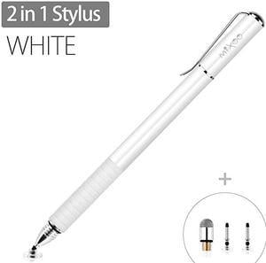 Stylus Pens for Touch Screens Disc Fiber Tip 2 in 1 High Sensitivity Universal Stylus for iPad iPhone Tablets and Other Capacitive Touch Screens White