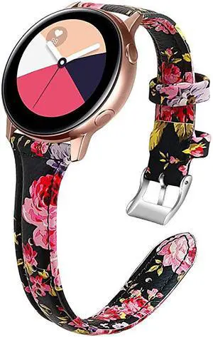 with Galaxy Watch Active 40mm BandsGalaxy Watch Active2 44mm BandGalaxy Watch 42mm Band Leather20mm Replacement Strap Band with Samsung Galaxy Watch Active Slim Floral2