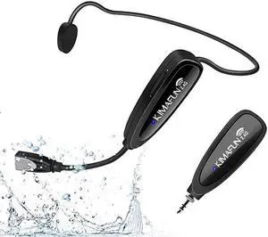 Wireless Microphone KIMAFUN 24G Wireless Waterproof Headset Microphone with Transmitter and 35mm Receiver For Instructor Spinning Yoga Smartphone Speaker G1001