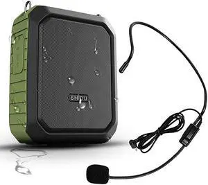 Personal Waterproof Voice Amplifier Wired Headset Microphone Small Bluetooth Pa Speaker 18W 4400mAh Rechargeable Wearable Mic System for Teachers or Outdoors Wired Version