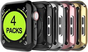Compatible For Apple Watch Series 4 5 Series 6 SE 40mm Case4Pack Builtin TPU Screen Protector Around Full Body Protective Ultra Thin Bumper Flexible Lightweight Cover For iWatch SE 6 5 4