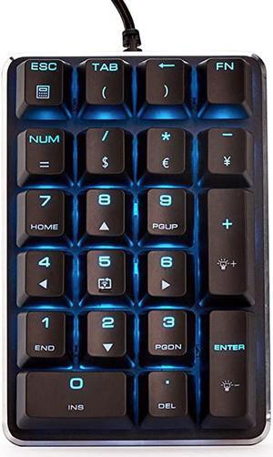 Mechanical Numeric Keypad GATERON Red Switch Wired Ice Blue Backlight Gaming Keypad 21 Keys Mini Numpad Portable Keypad Extended Layout Black Magicforce