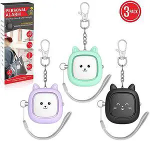 Sound Personal Alarm3 Pack130 dB Loud Siren Song Emergency SelfDefense Security Alarm Keychain with LED Light Personal Sound ty Siren for Women Men Children Elderly BlackPurpleGreen