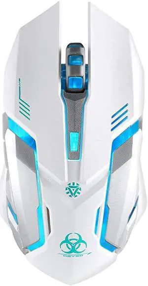Wireless Gaming Mouse  C8 Silent Click Wireless Rechargeable Mouse with Colorful LED Lights and 240016001000 DPI 400mah Lithium Battery for Laptop and Computer C9N White